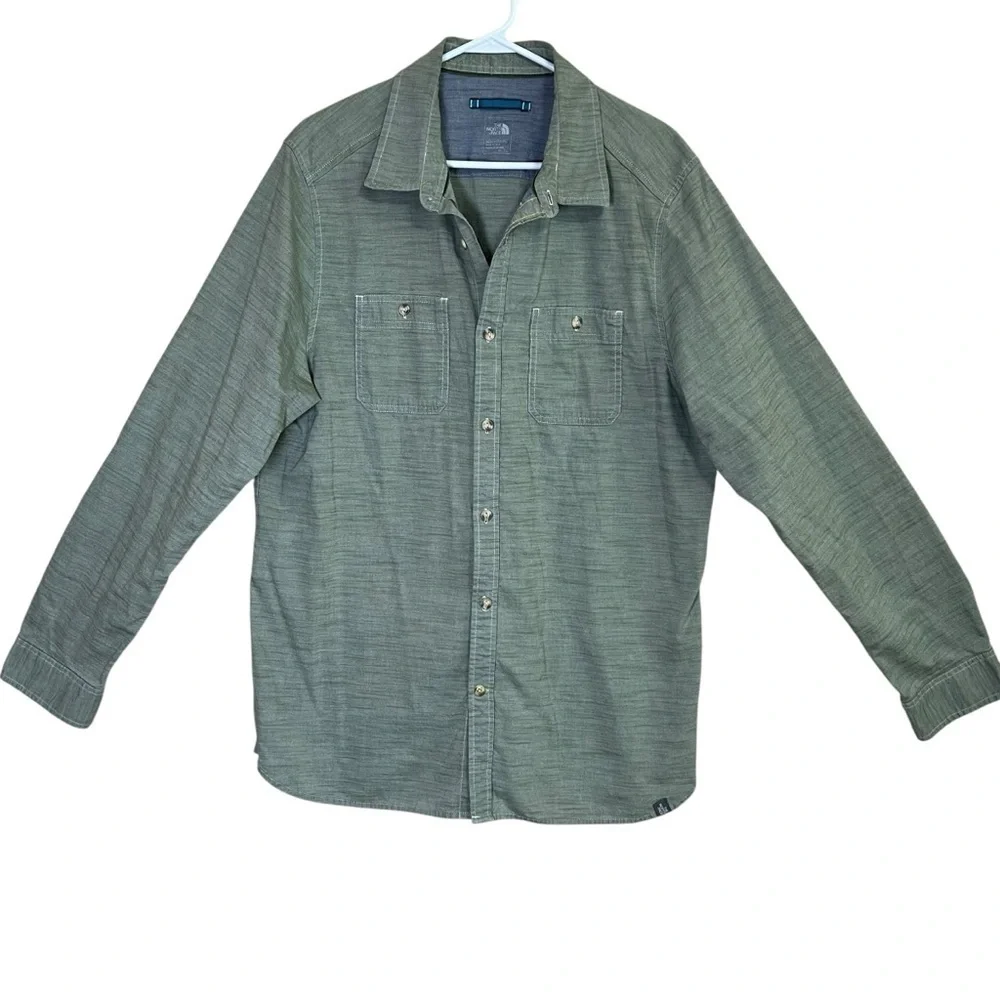 THE NORTH FACE Montgomery Long Sleeve Button Up Shirt Mens Sz XL Green Outdoor